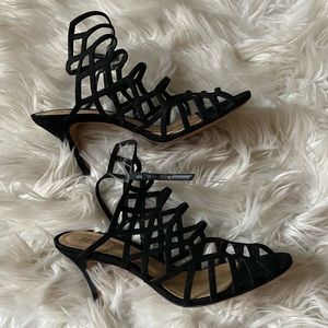 Schutz like new -black suede ankle laced sandal